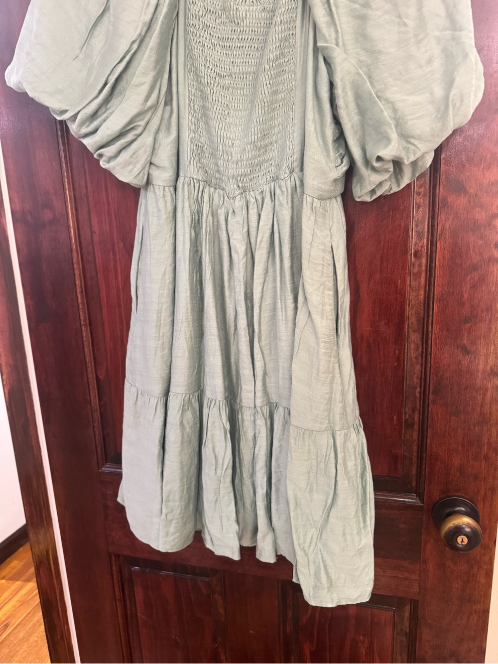 City Chic Sage Green Tiered Midi Dress